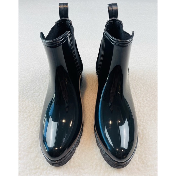 FRENCH CONNECTION • Black Chelsea Ankle Rain Boots - Picture 10 of 16